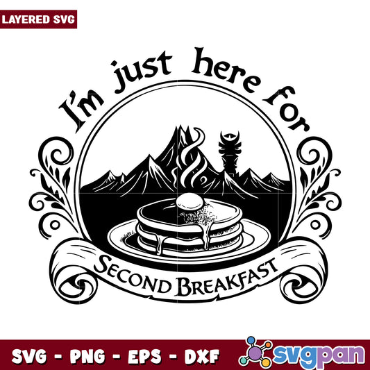 Im here for second breakfast svg, funny hobbit memes svg, middle earth breakfast svg