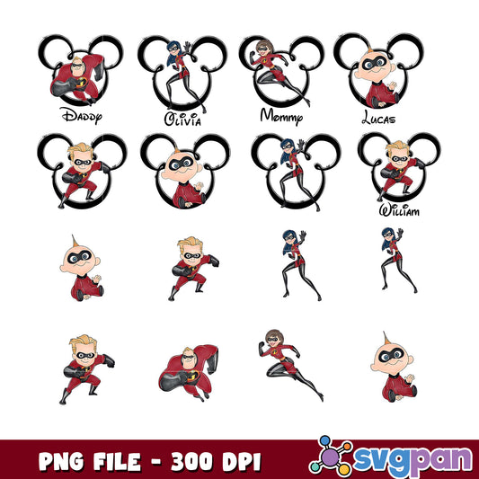 Incredibles Family Mickey PNG Bundle
