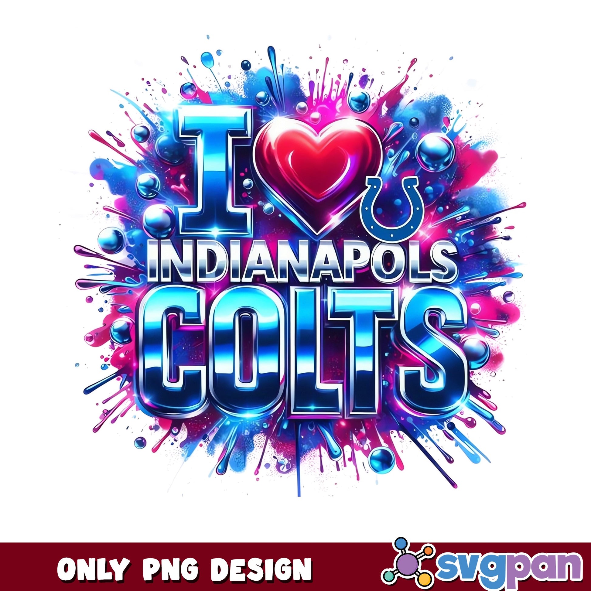 Indianapolis Colts Football PNG, NFL Fan Gift PNG, I Love Colts PNG