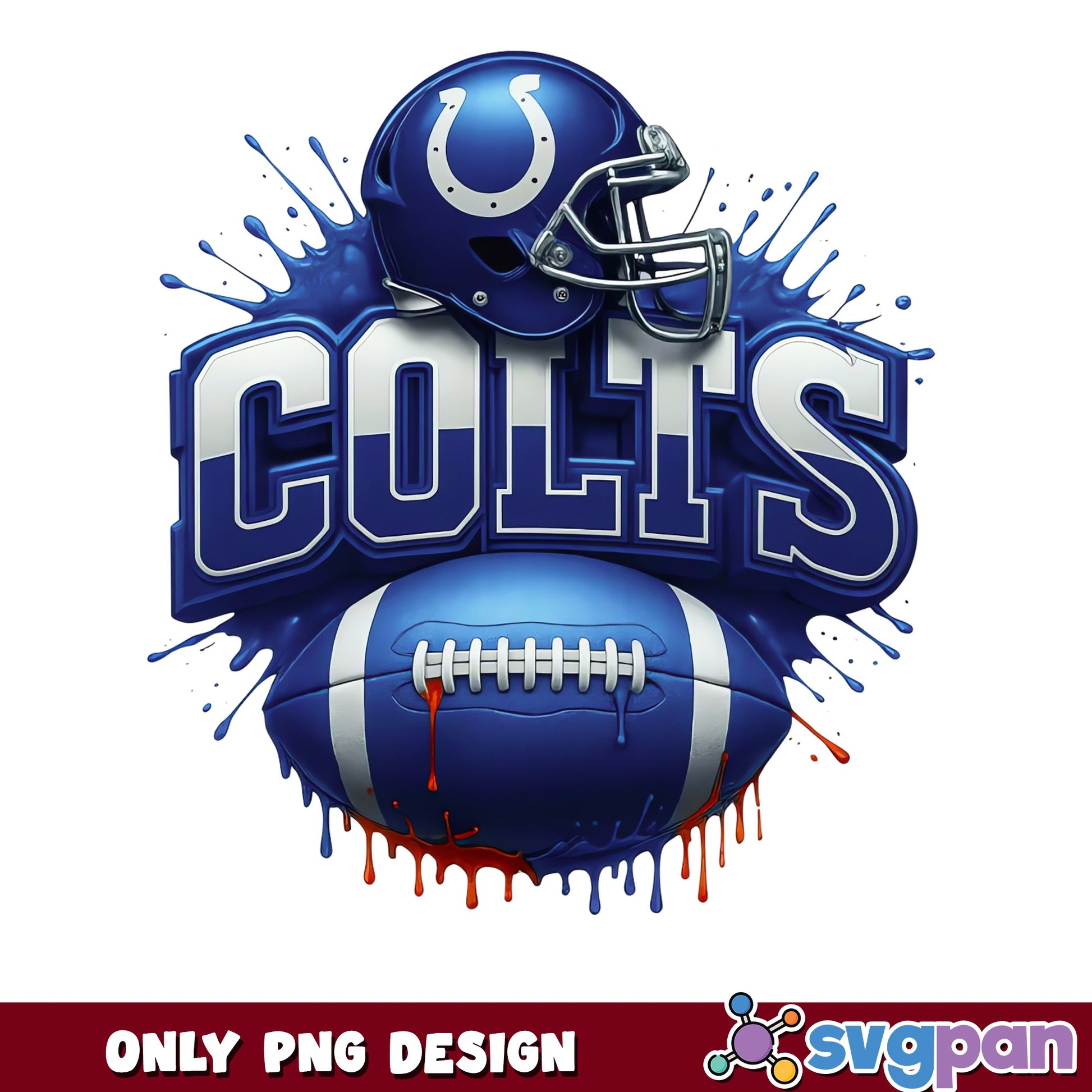 Indianapolis Colts PNG, Colts Football Drip Design, NFL PNG