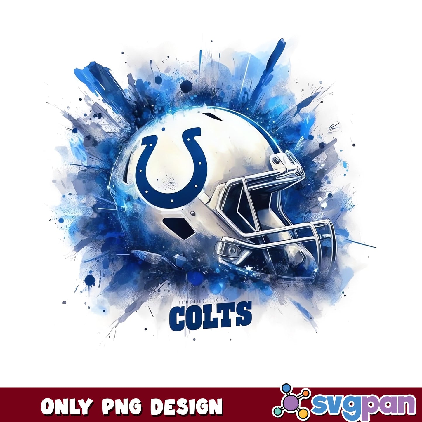 Indianapolis Colts Watercolor Helmet PNG, Colts Football PNG, NFL PNG