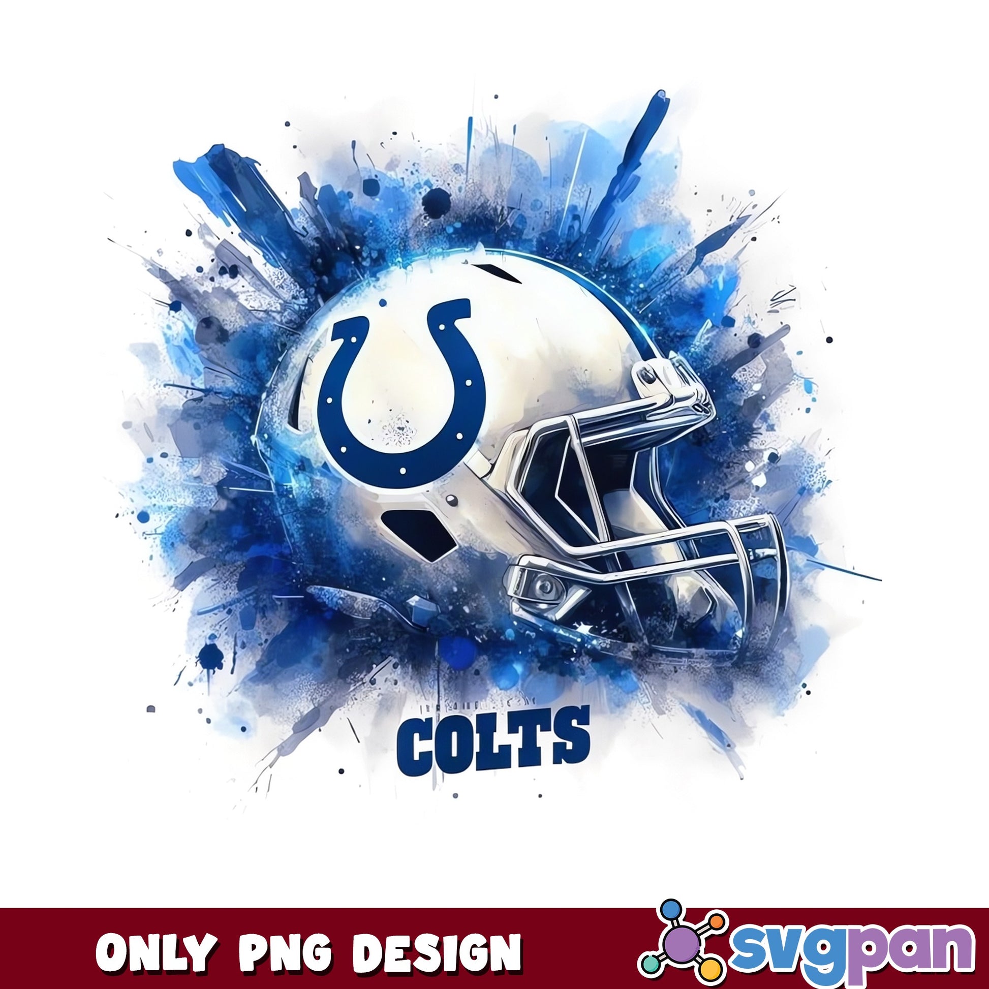 Indianapolis Colts Watercolor Helmet PNG, Colts Football PNG, NFL PNG