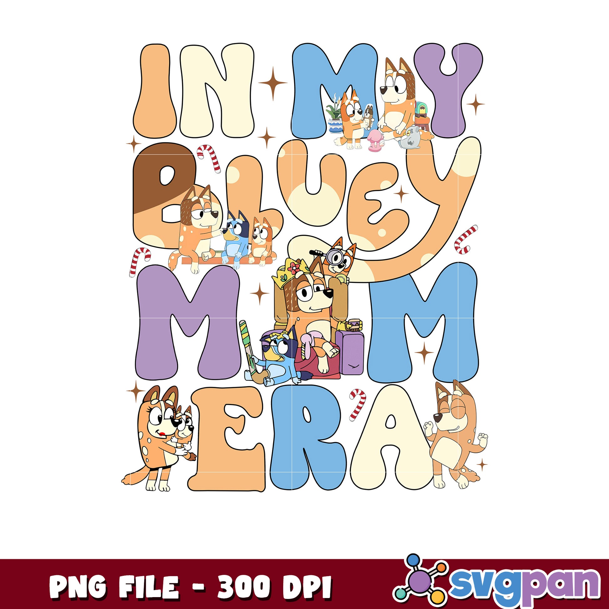 In my bluey mom era png, christmas​ lights png, bluey christmas png