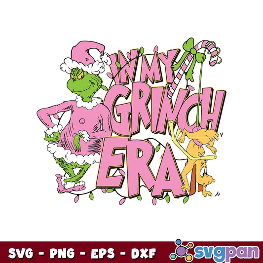 In my grinch era christmas pink svg