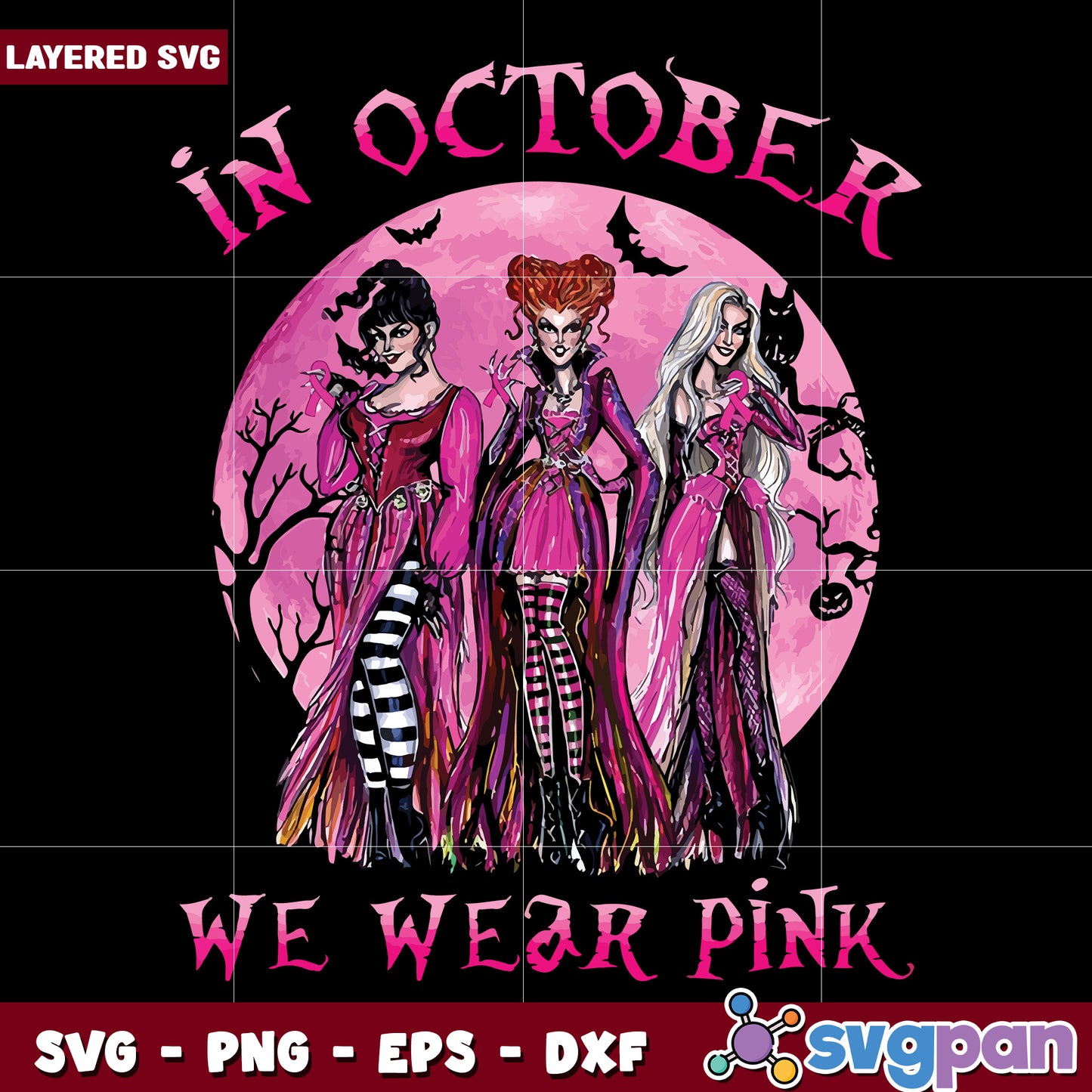 In october we wear pink svg, halloween holiday svg, halloween characters svg (2)