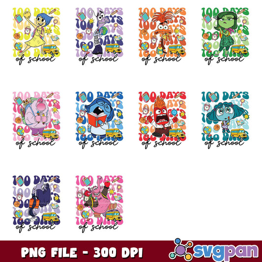 Inside Out 100 Days of School PNG Bundle