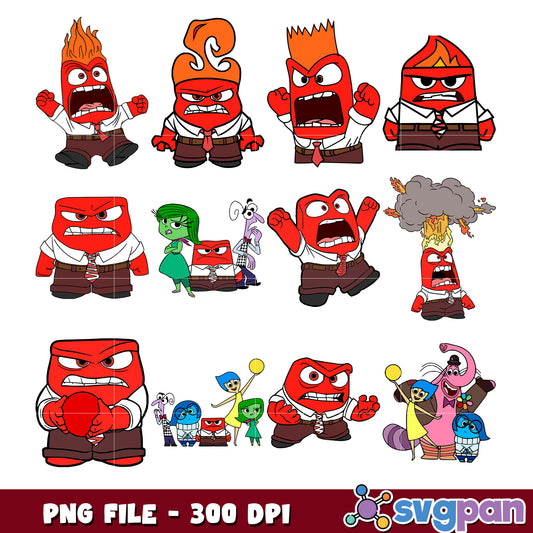 Inside Out Anger PNG Bundle 300 DPI
