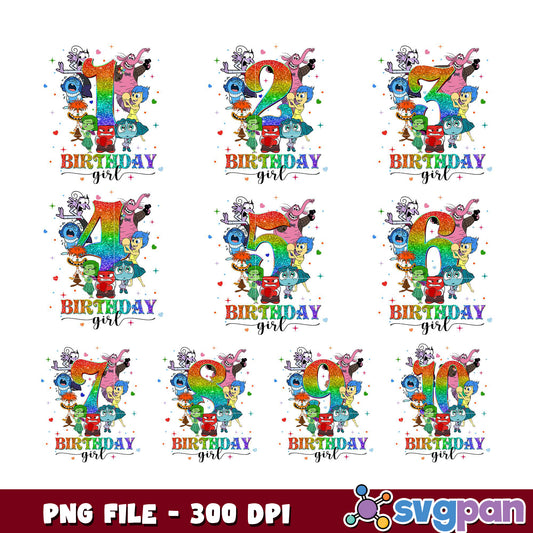 Inside Out Birthday Girl PNG Bundle