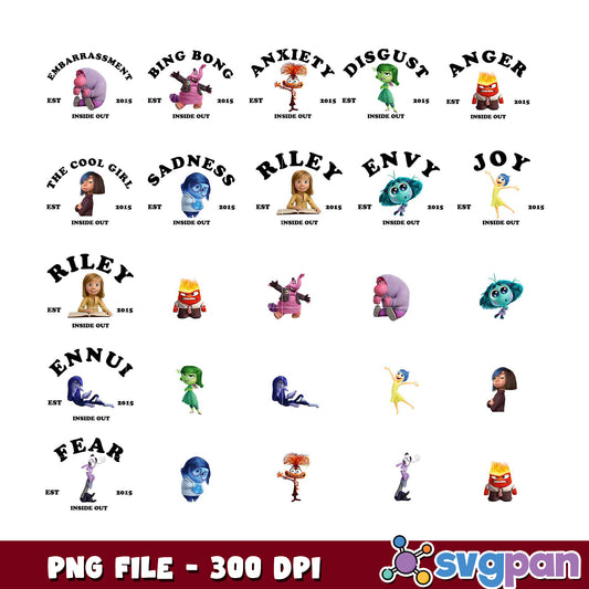 Inside Out Characters PNG Bundle 300 DPI