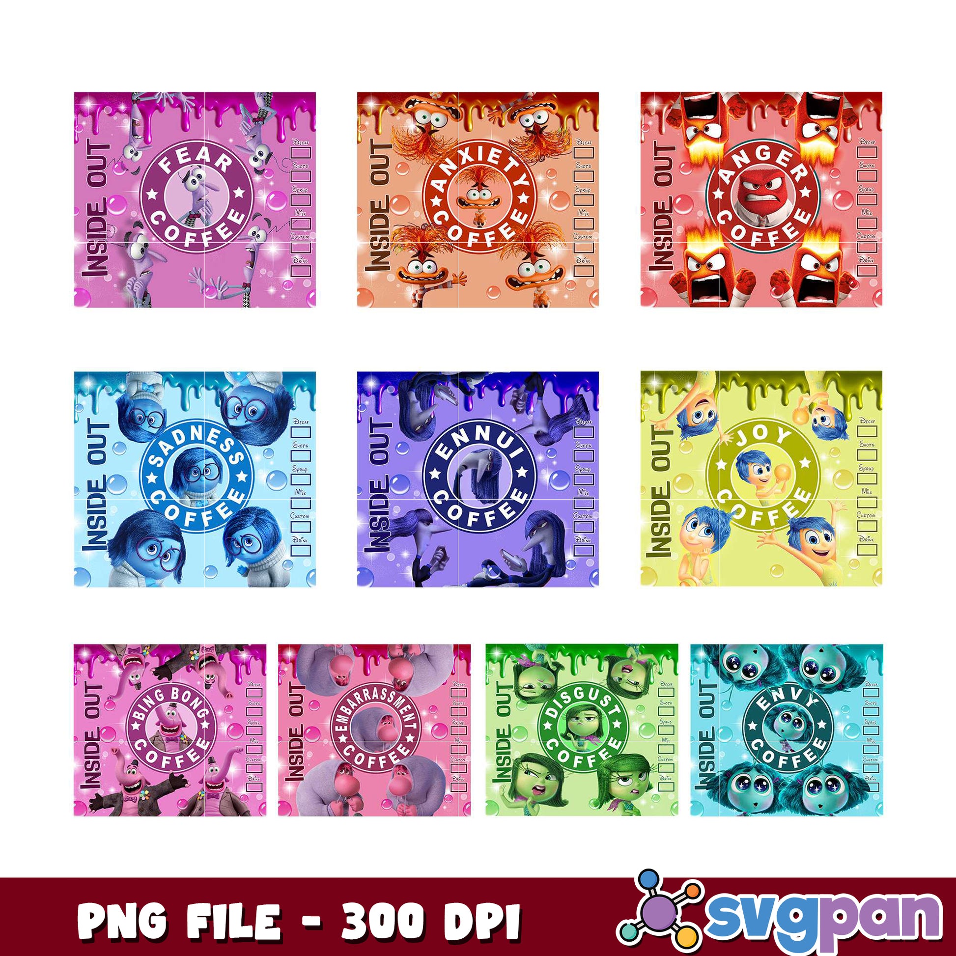 Inside Out Coffee PNG Bundle - 300 DPI