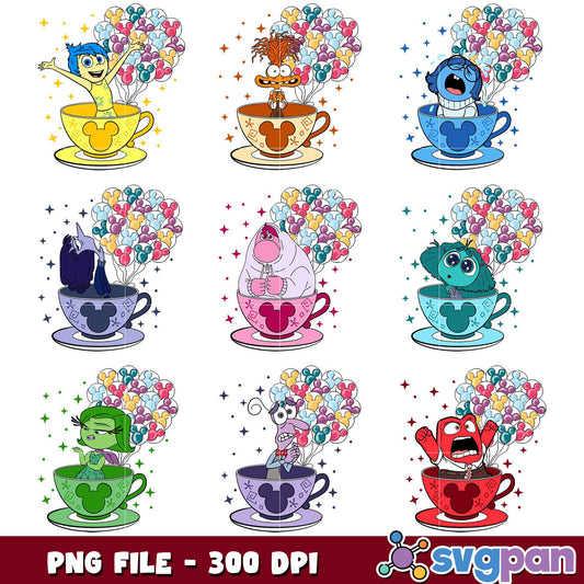 Inside Out Disney Teacups PNG Bundle