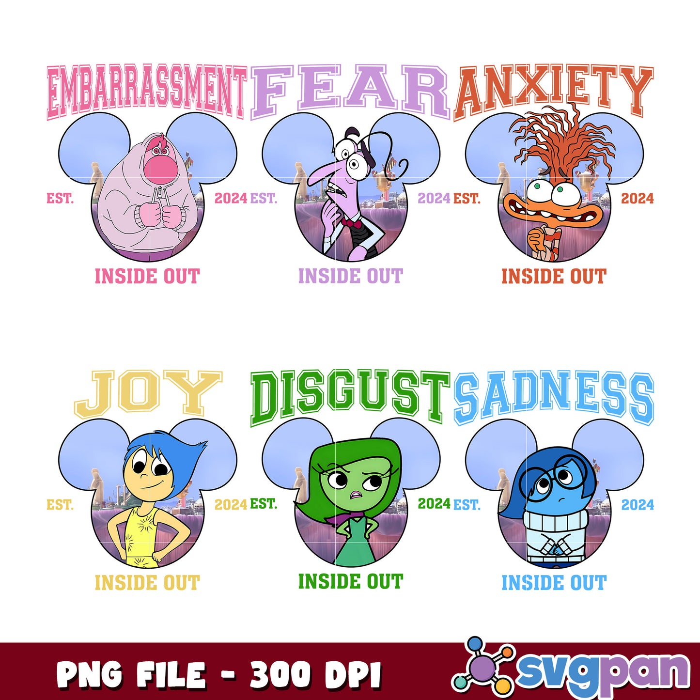Inside Out Emotion Character Bundle PNG File 2024