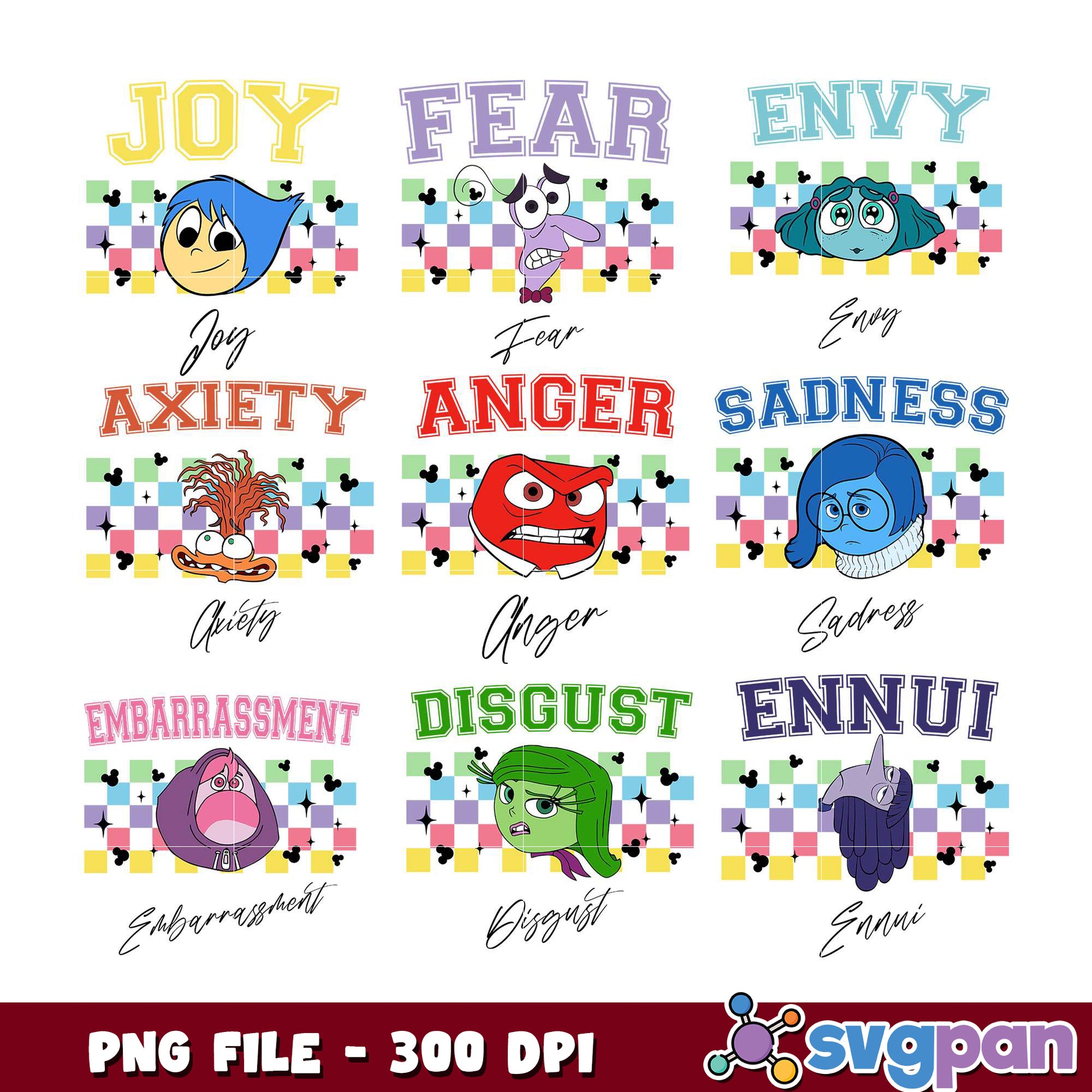 Inside Out Emotions PNG Bundle 300 DPI