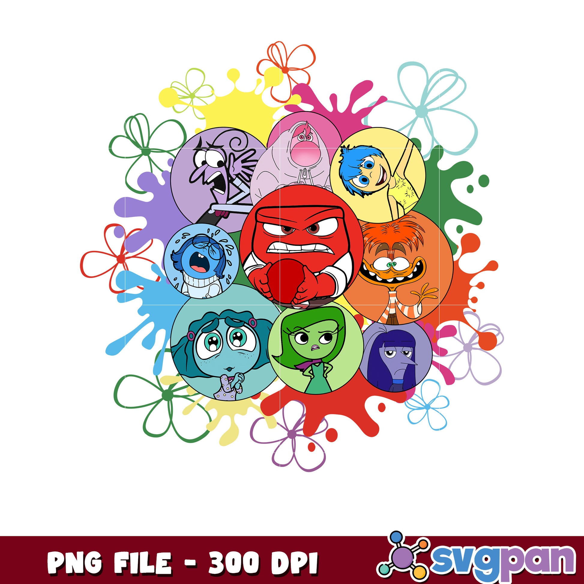 Inside Out Emotions PNG Cartoon Characters