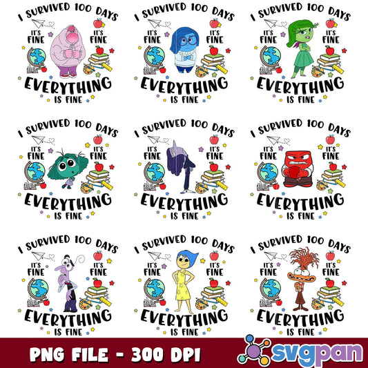Inside Out PNG Bundle 100 Days School Designs