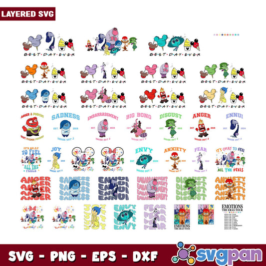 Inside Out SVG Bundle Emotions Layered Designs