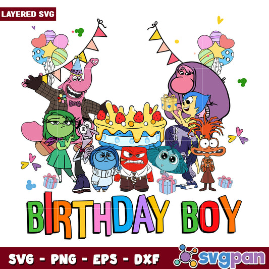 Inside out birthday boy png, summer time png, disneyland holiday png