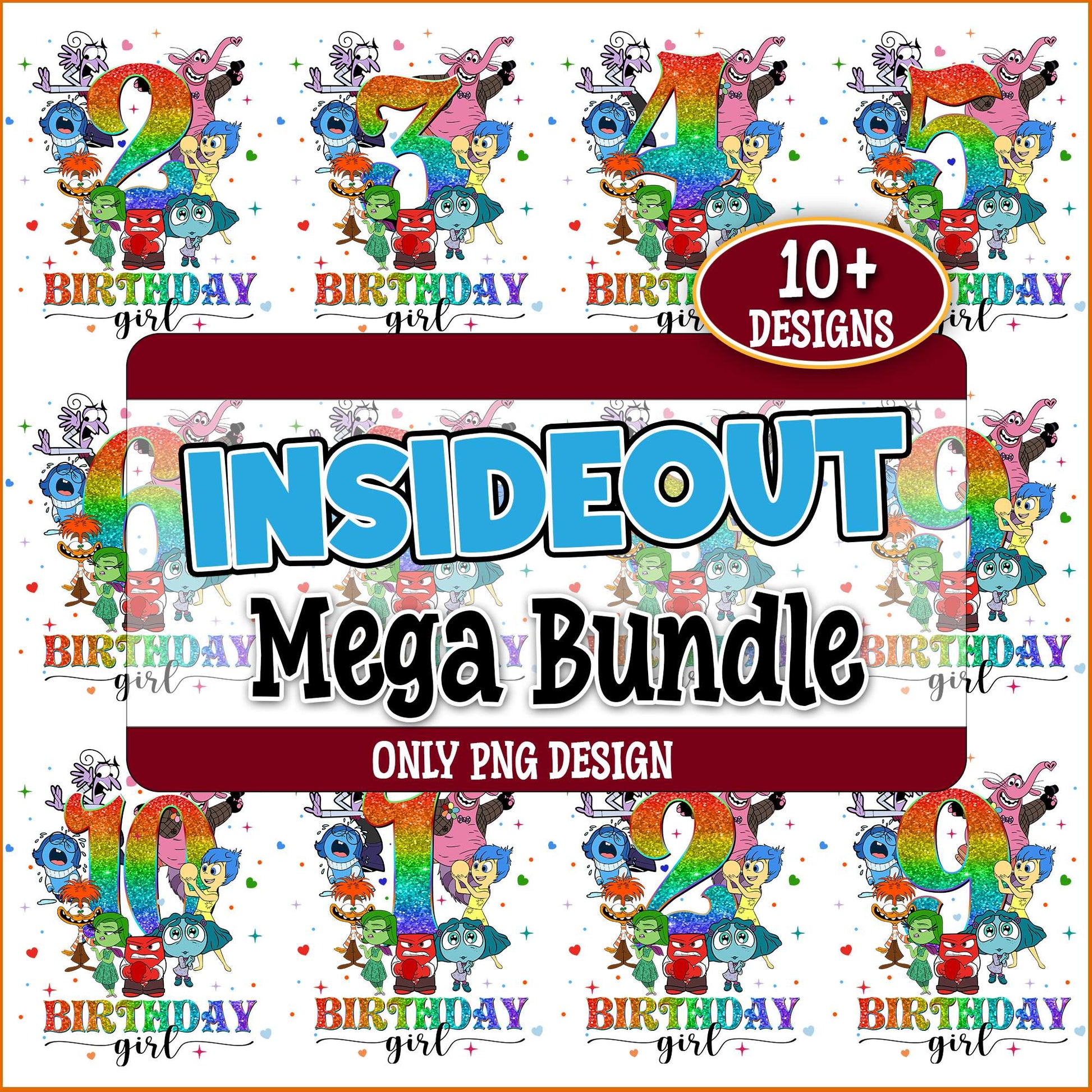 Inside out birthday girls png bundle