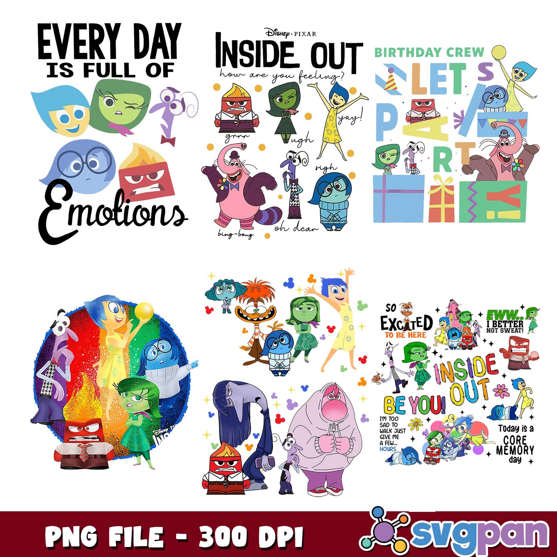 Inside out disney quotes png bundle