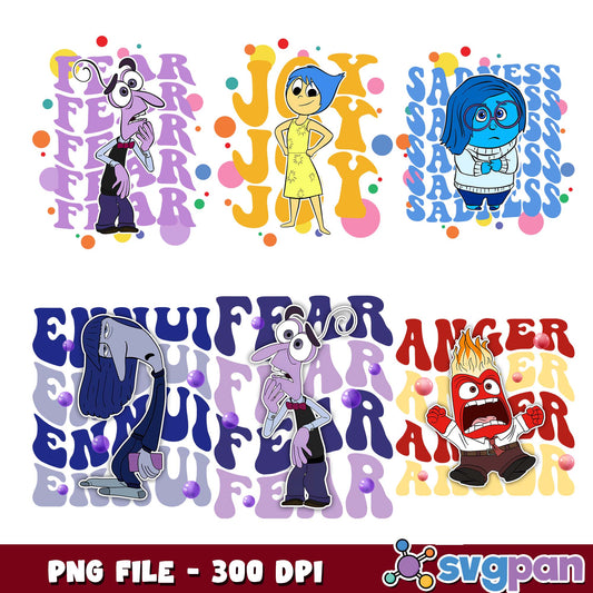 Inside out emotion design png bundle