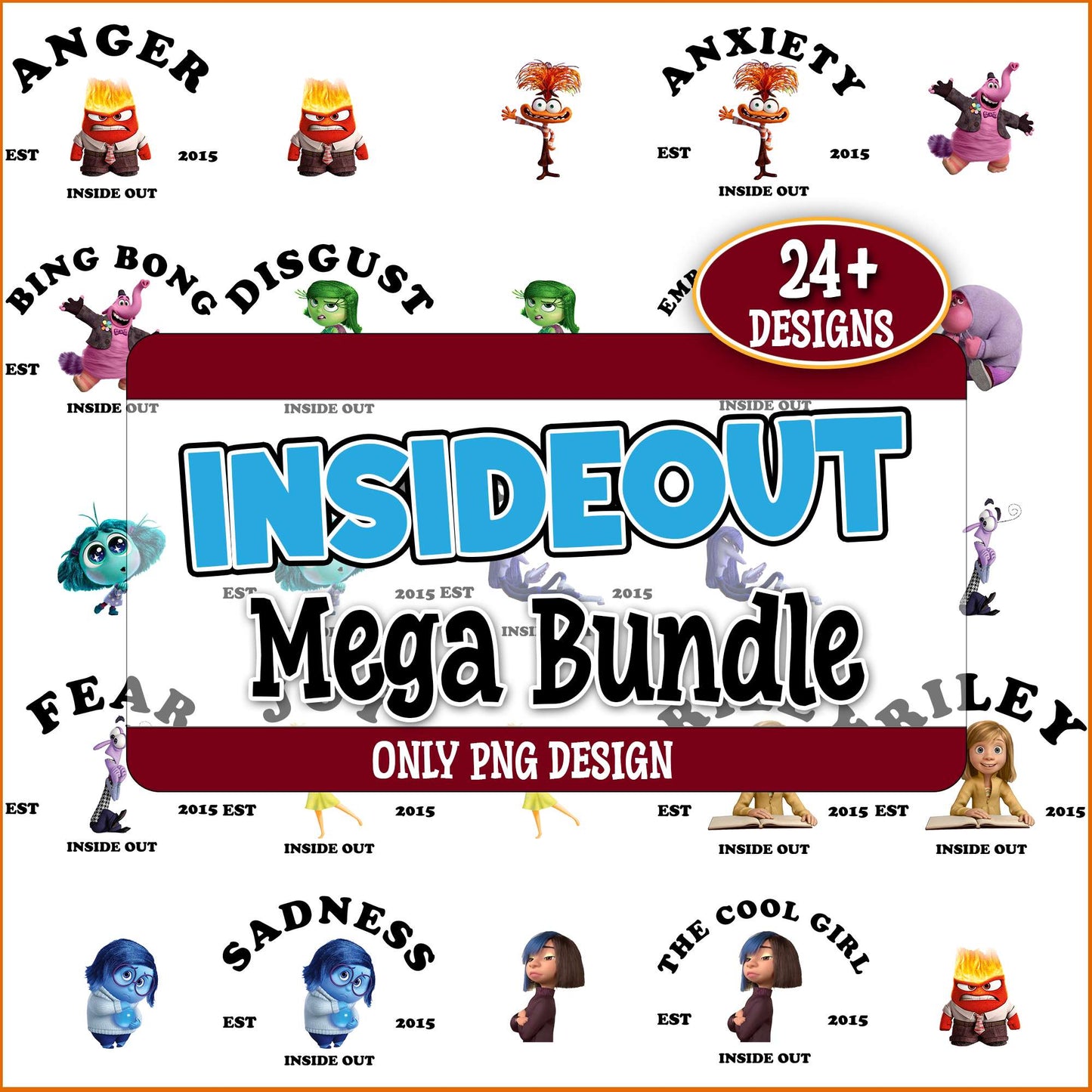 Inside out emotion png bundle