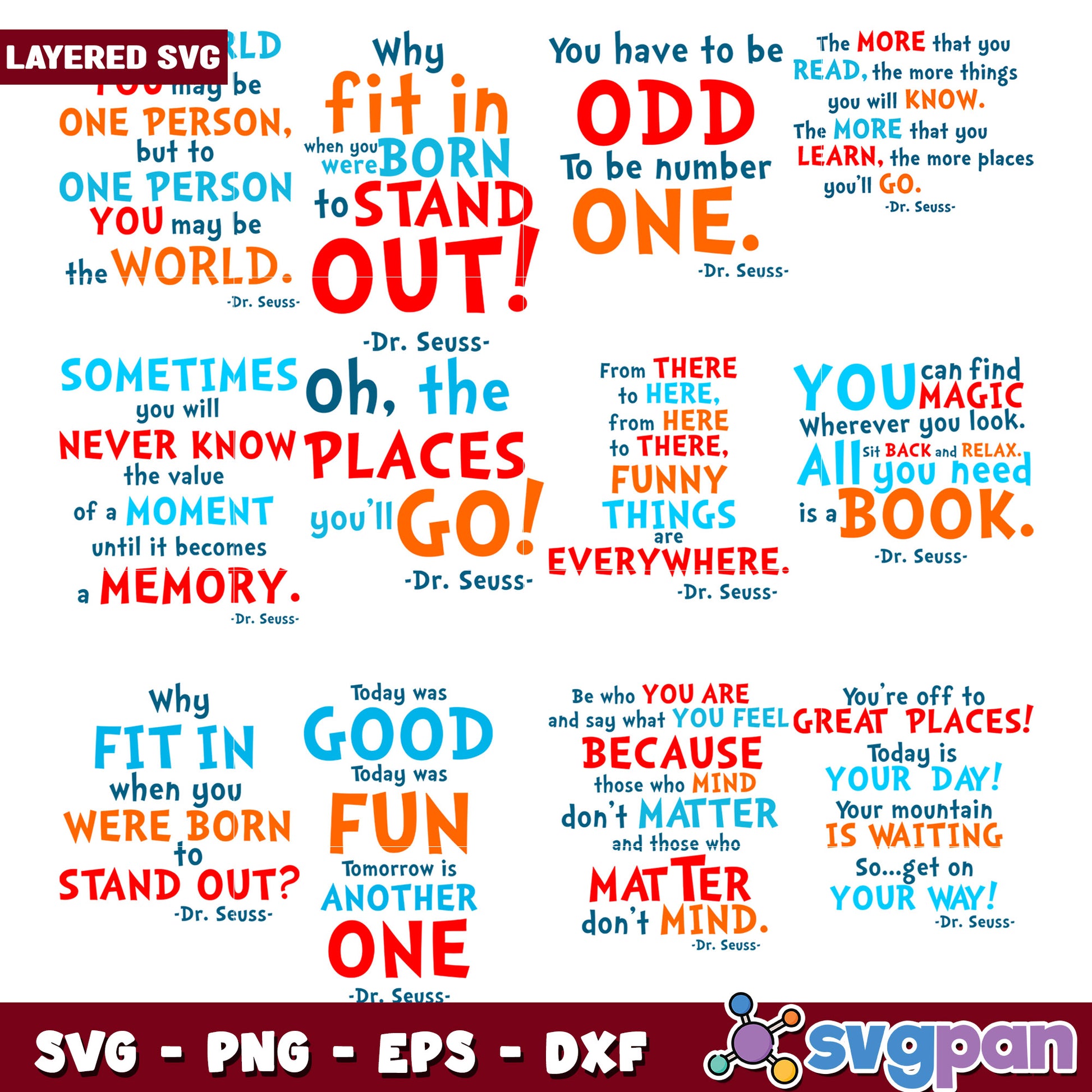 Inspirational Dr Seuss Quote SVG Bundle for Creative Use