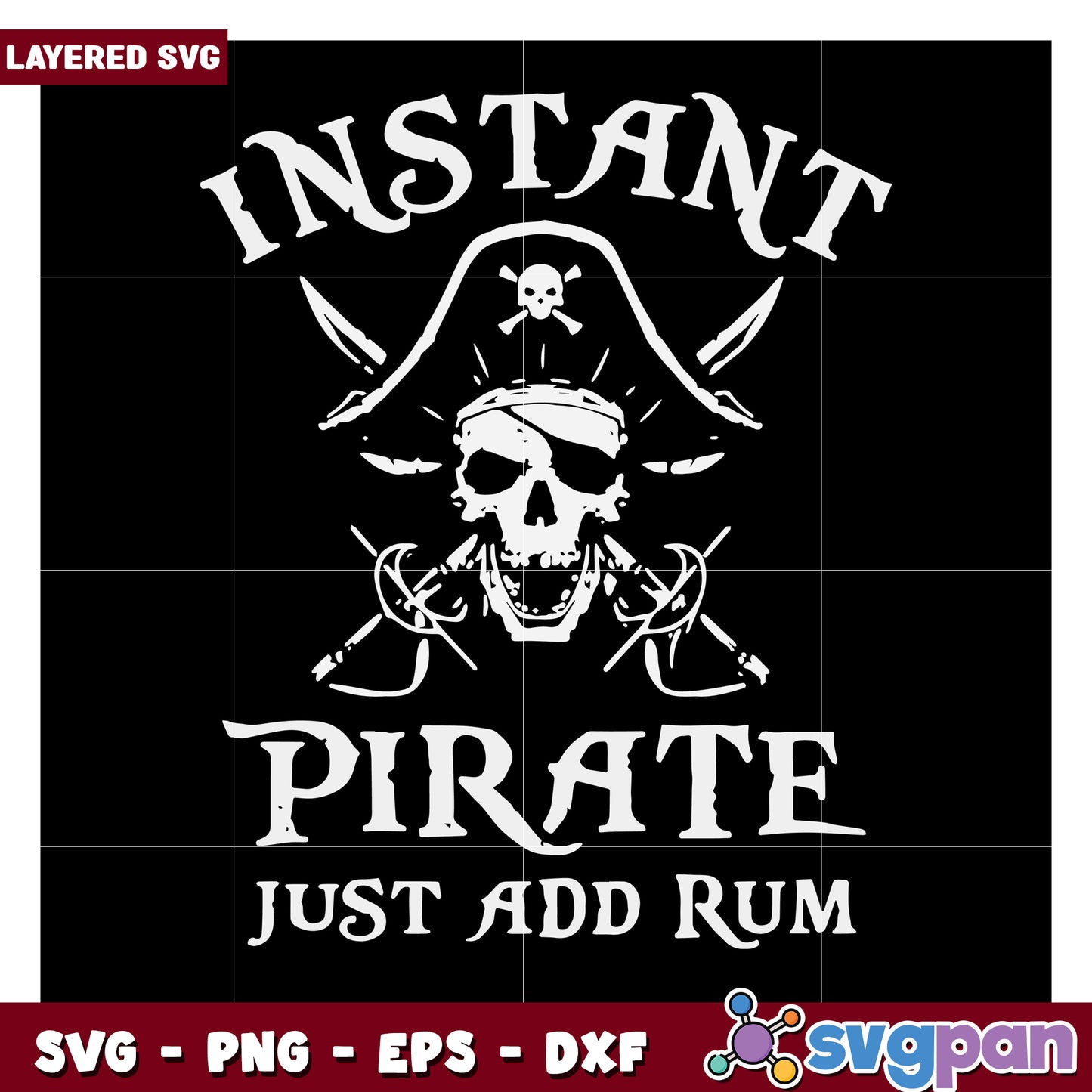 Instant Pirate SVG Design for Crafting, Perfect for Rum Lovers