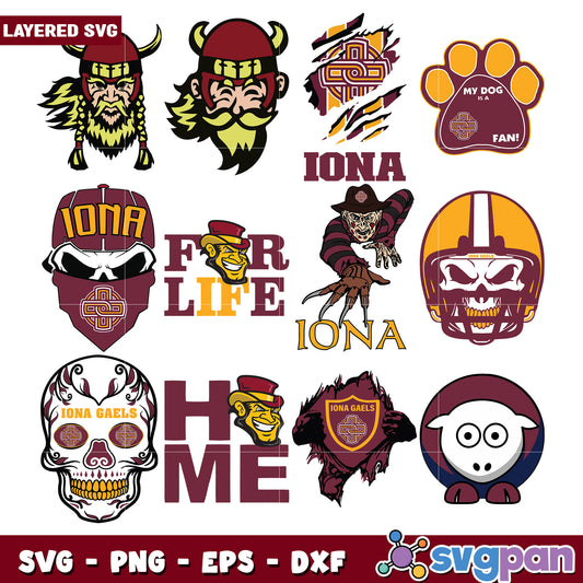 Iona Gaels Layered SVG Graphic Bundle for Fans