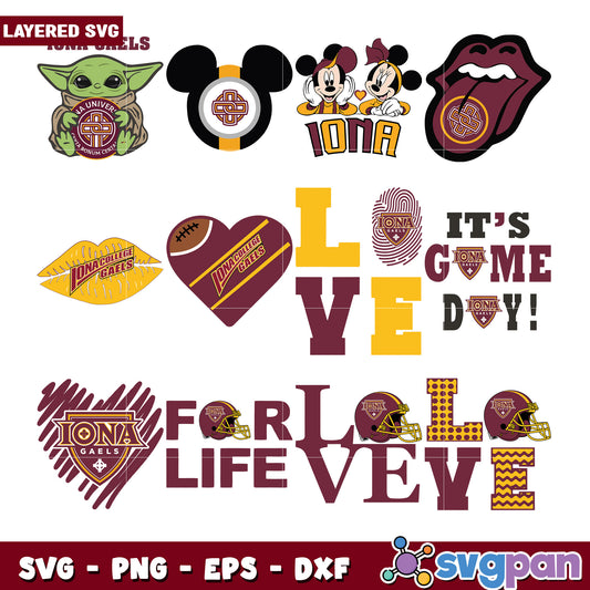 Iona Gaels SVG Bundle Layered Designs