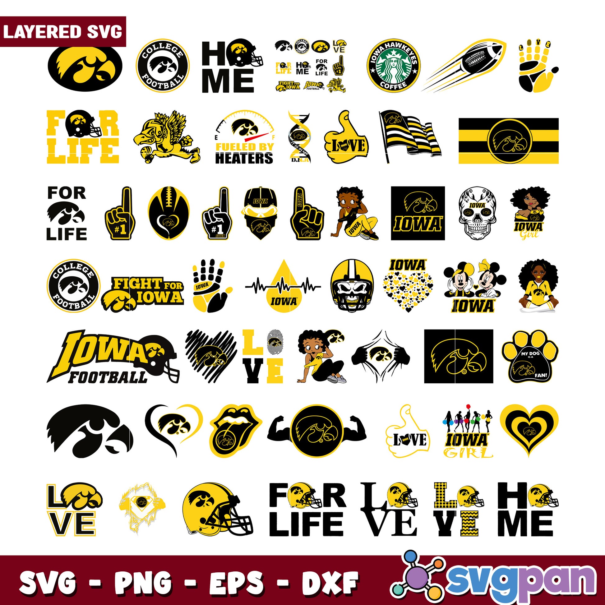 Iowa Hawkeyes SVG Bundle 30+ Designs