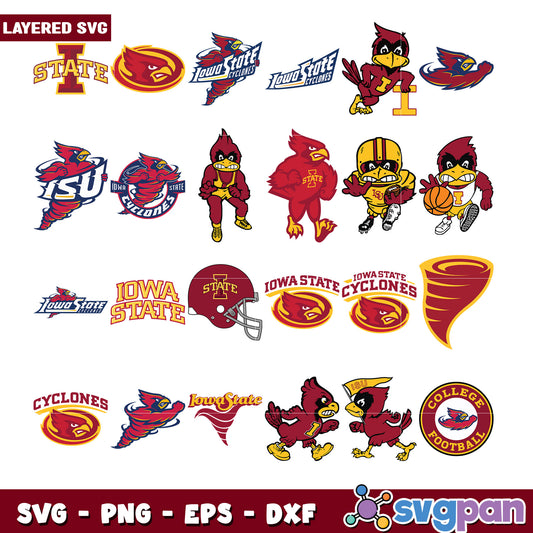Iowa State Cyclones SVG Bundle Layered Designs