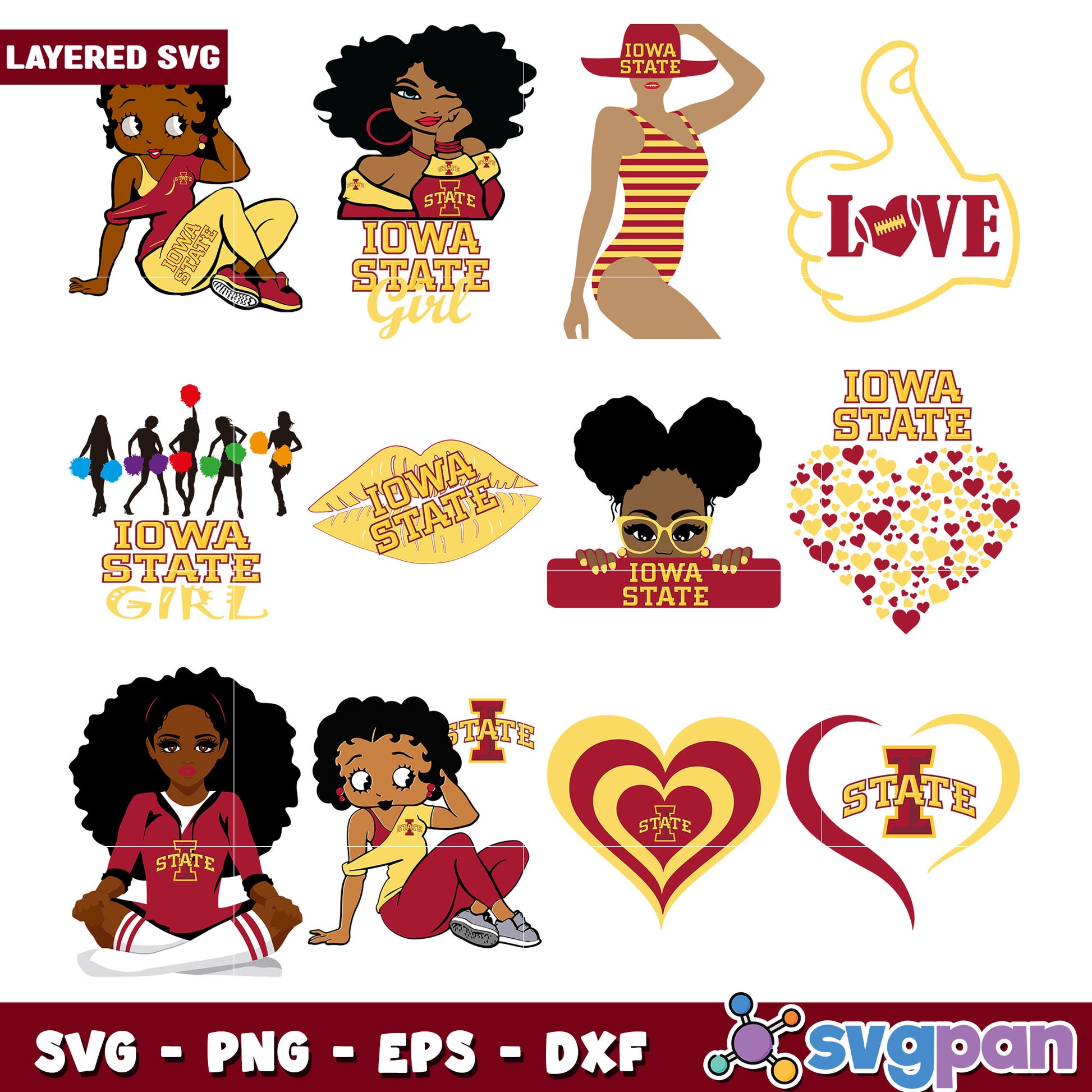 Iowa State Girl SVG Bundle Layered Designs