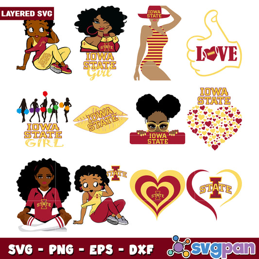 Iowa State Girl SVG Bundle Layered Designs