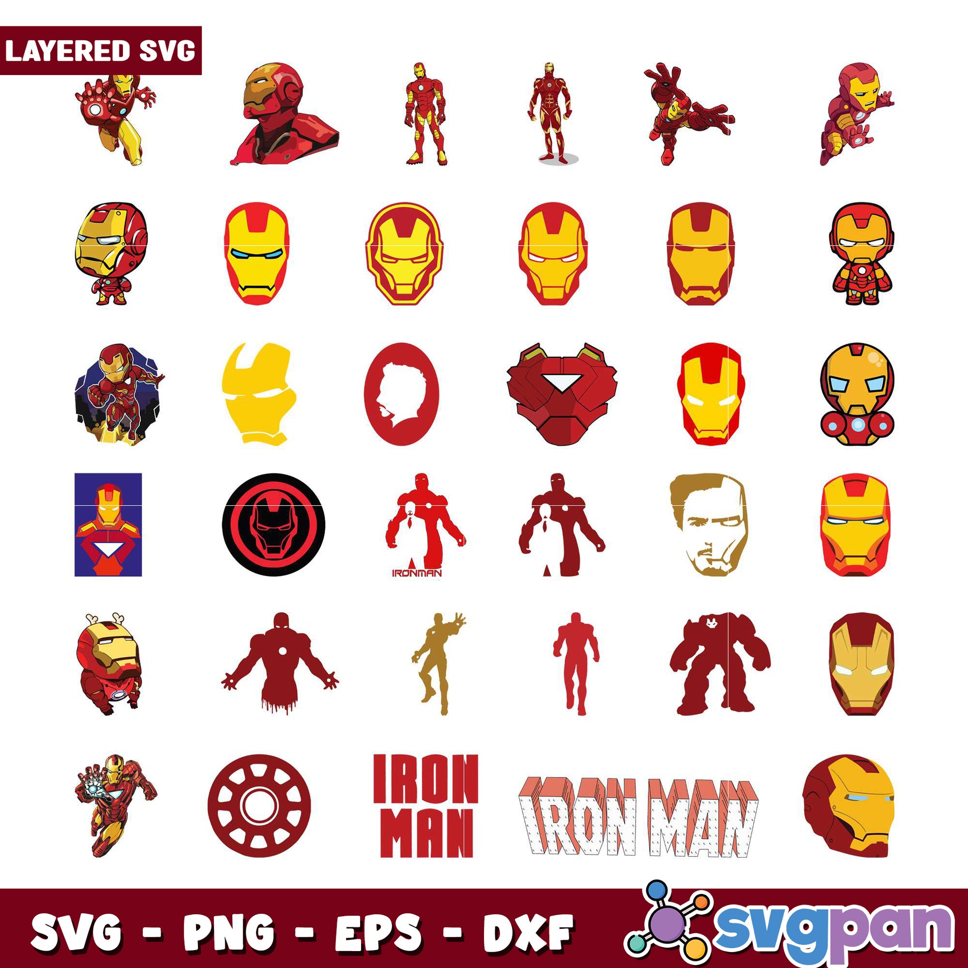 Iron Man SVG Bundle Layered Designs