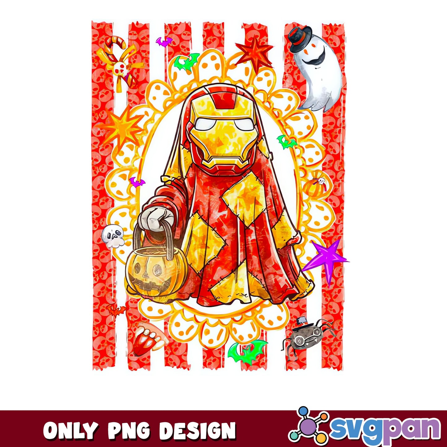 Iron Man Halloween Ghost Trick Or Treat PNG, Marvel PNG, Halloween PNG