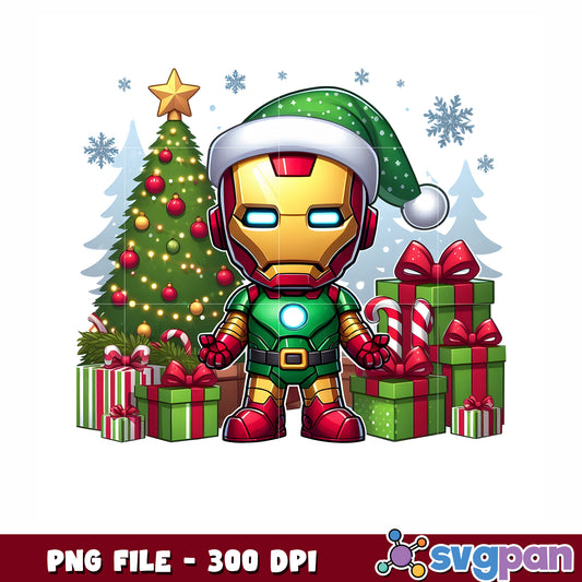 Iron man chibi png, christmas characters png, christmas ironman png