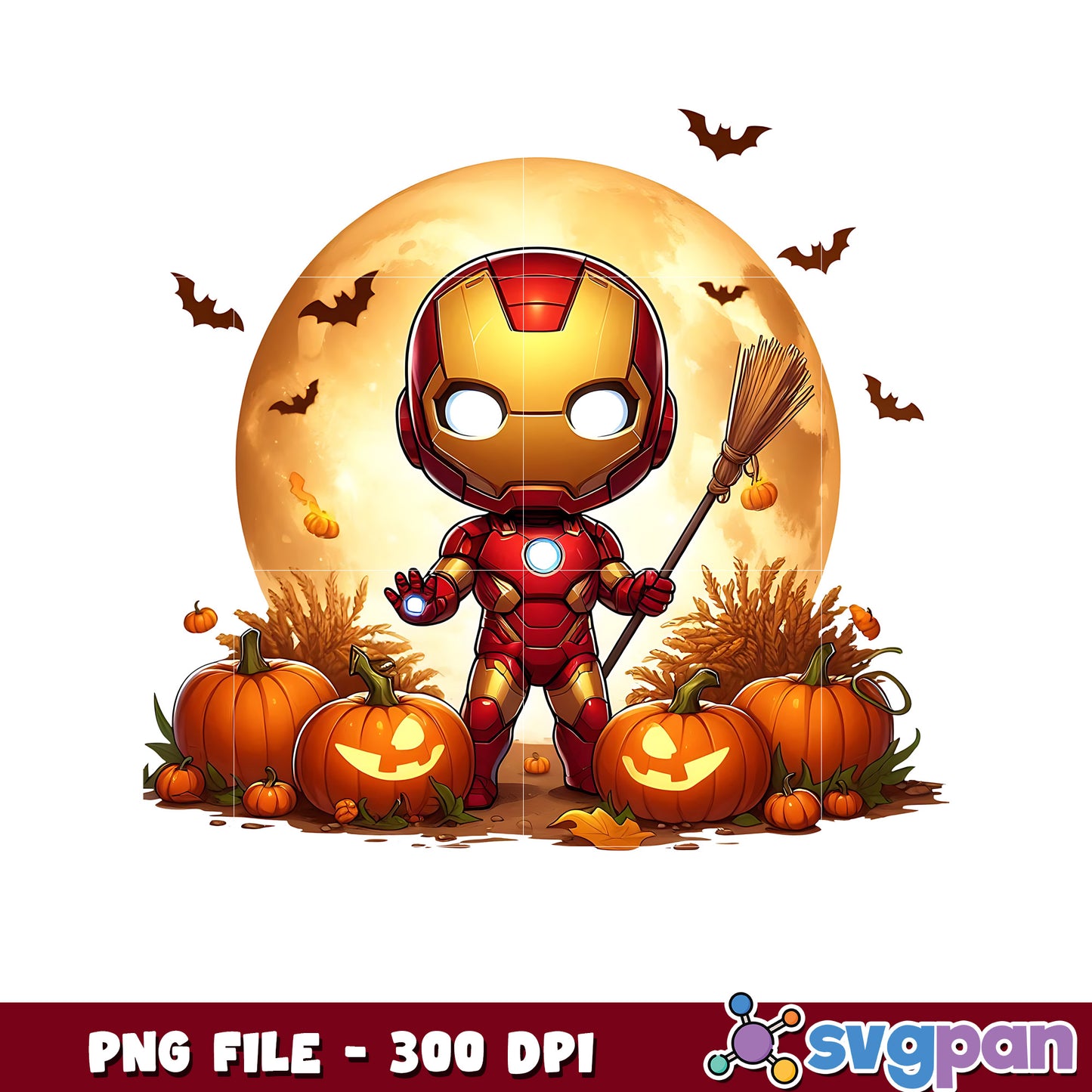 Ironman chibi png, spooky season png, halloween cartoons png
