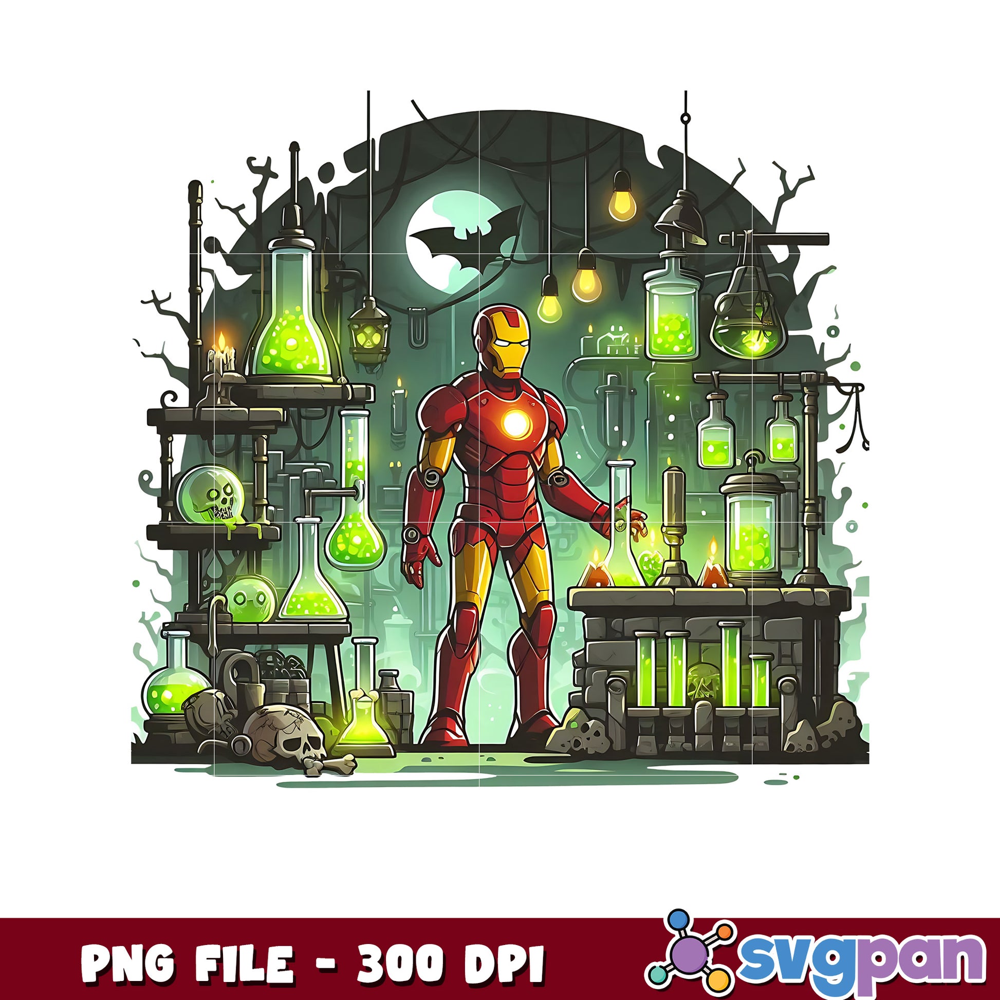 Iron man halloween lab png, spooky characters png, avengers halloween​​ ​png