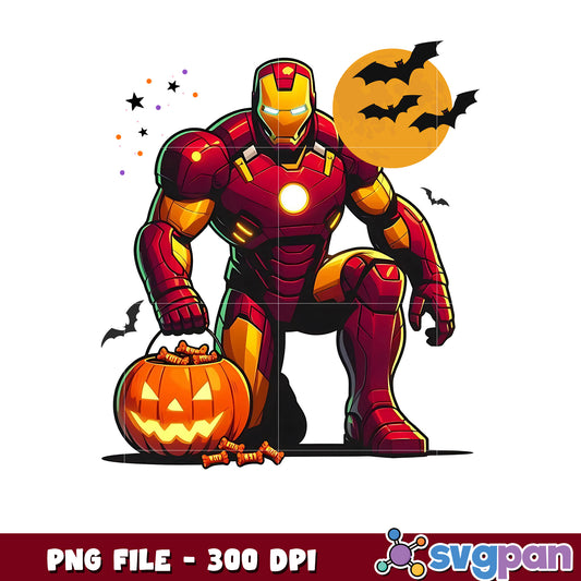 Iron man halloween png, halloween art png, halloween avengers png