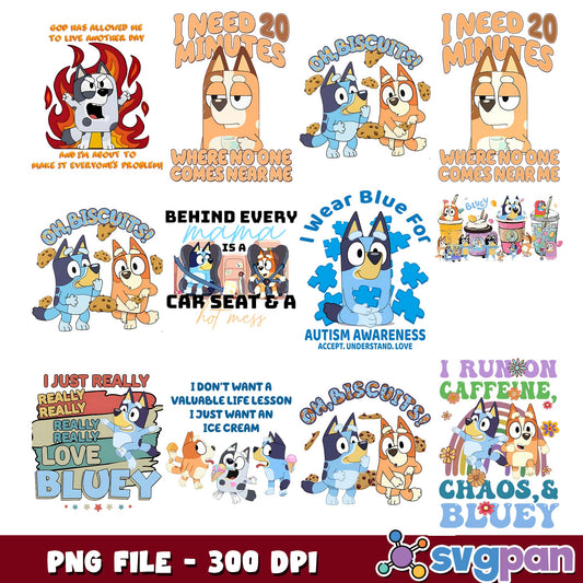 I run on caffein bluey png bundle
