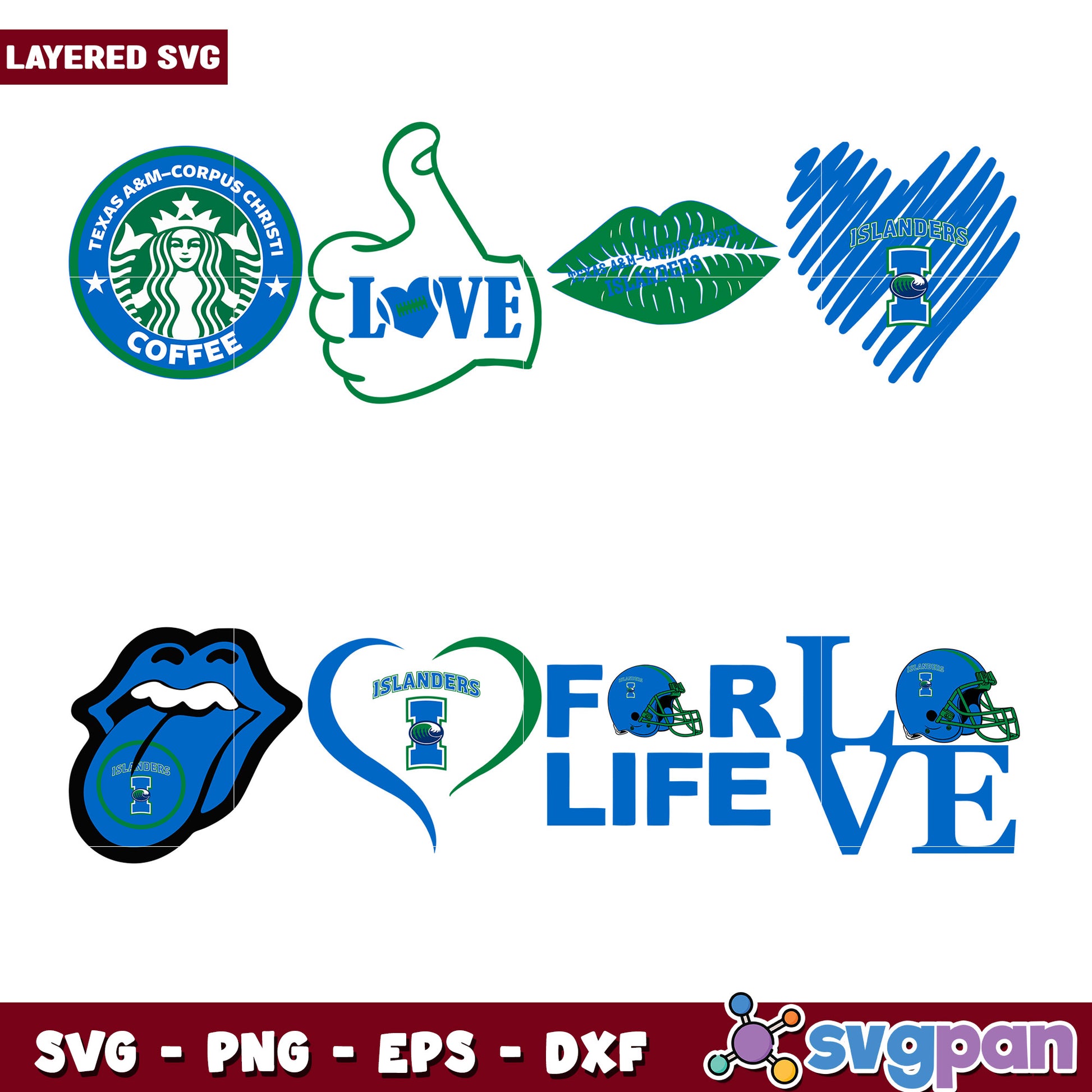 Islanders SVG Bundle Love, Coffee, Football