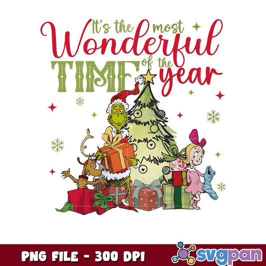 It's the most wonder full time png, grinch​ png, merry christmas png