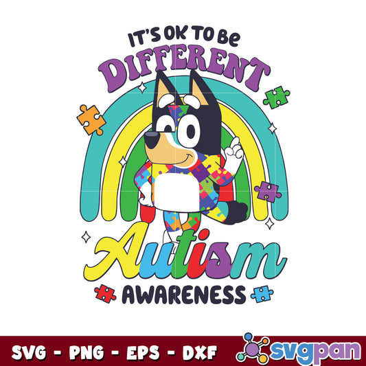 Its Ok to be different autism bluey svg, bluey character svg