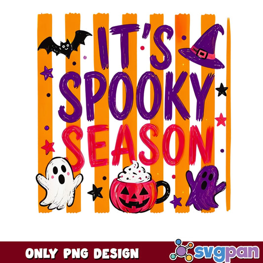 Its Spooky Season PNG, Halloween Ghost Pumpkin PNG, Spooky Vibes PNG