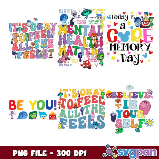 Its okay to feel all the feels design png bundle