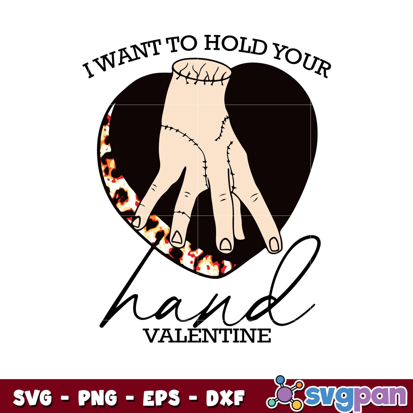 I want to hold your hand valentine svg, horror valentine​ svg