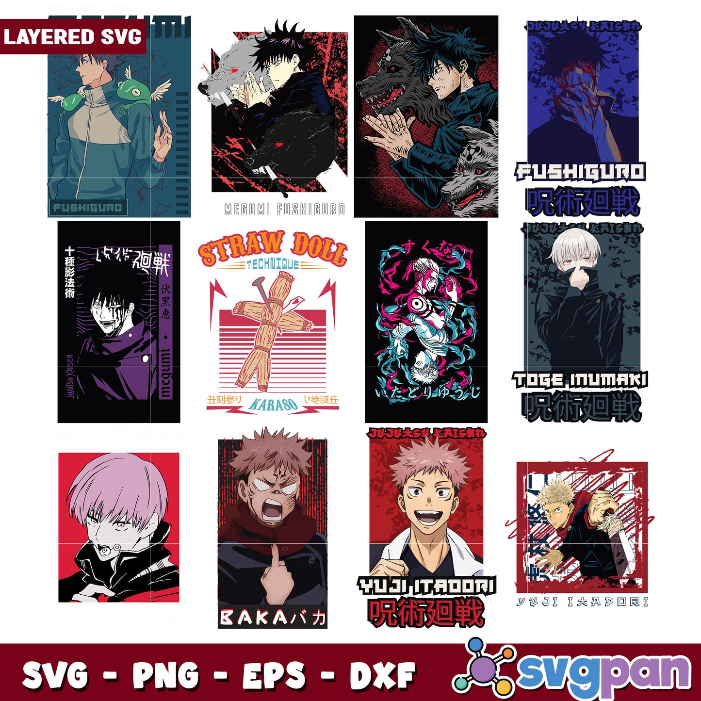 JJK Anime Layered SVG Bundle