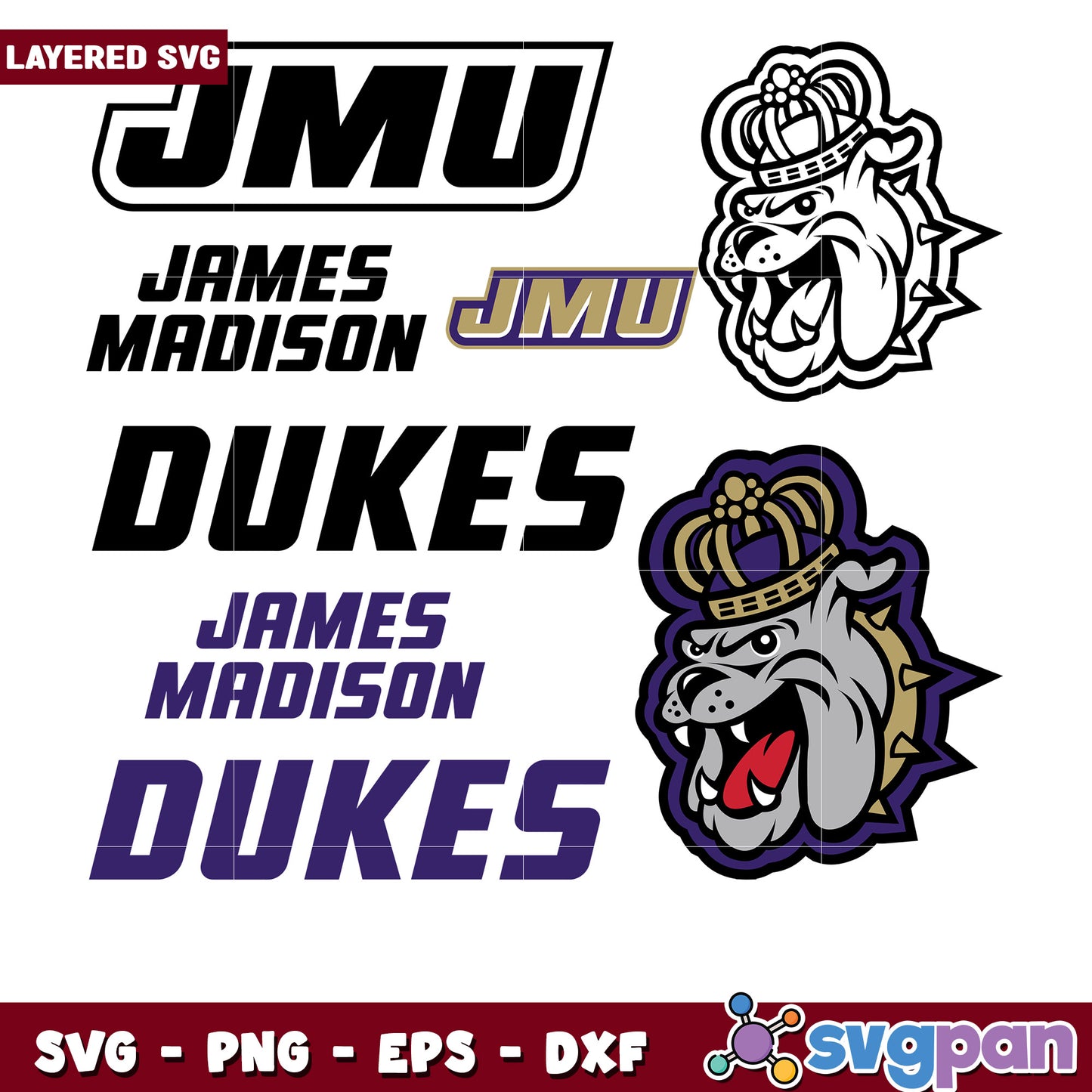 JMU Dukes SVG Bundle Layered Design