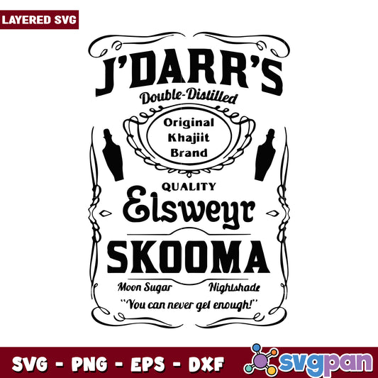 J'Darr's Double Distilled Skooma SVG Design, Original Khajiit Brand
