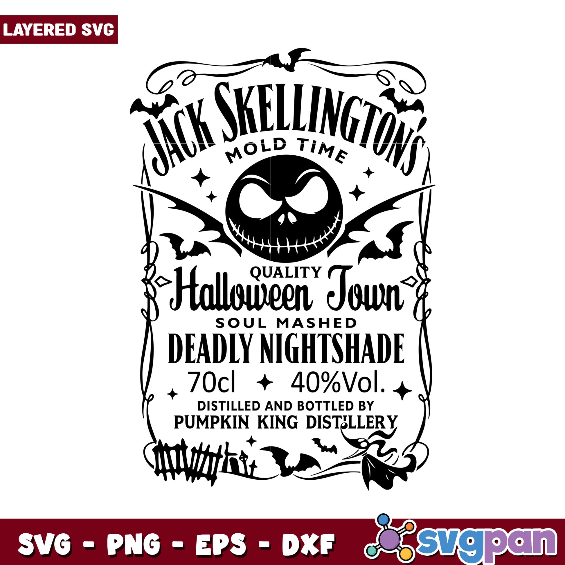 Jack Skellingtons Halloween Town SVG design, perfect for spooky crafts